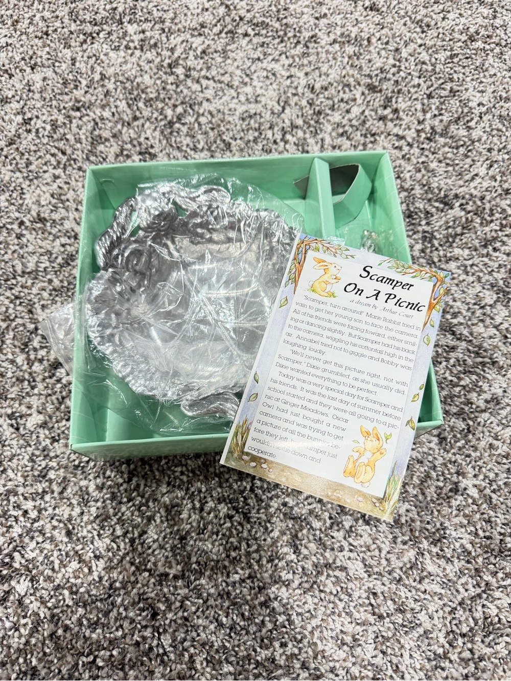 Arthur Court baby feeding Bowl and spoon with Mint Green Box